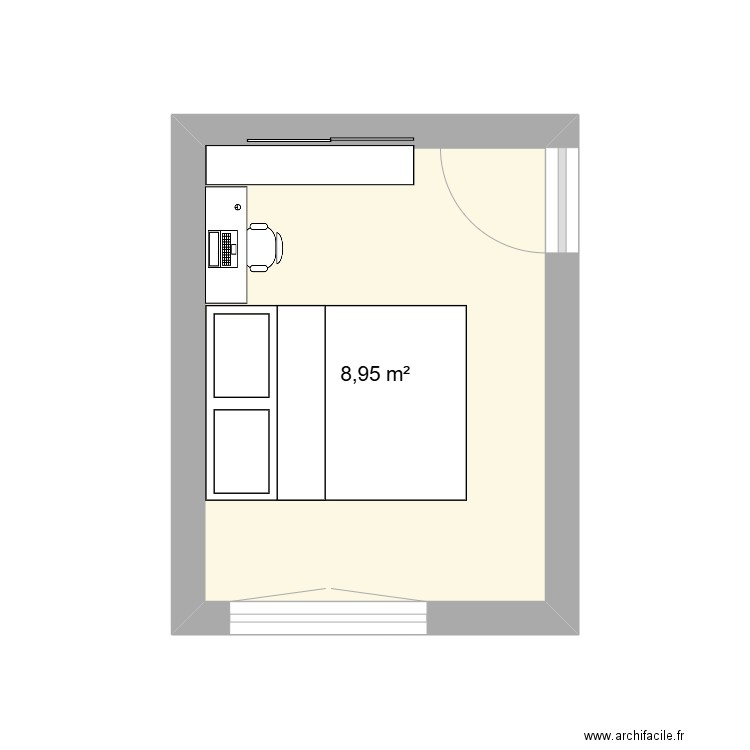 chambre veronika. Plan de 1 pièce et 9 m2