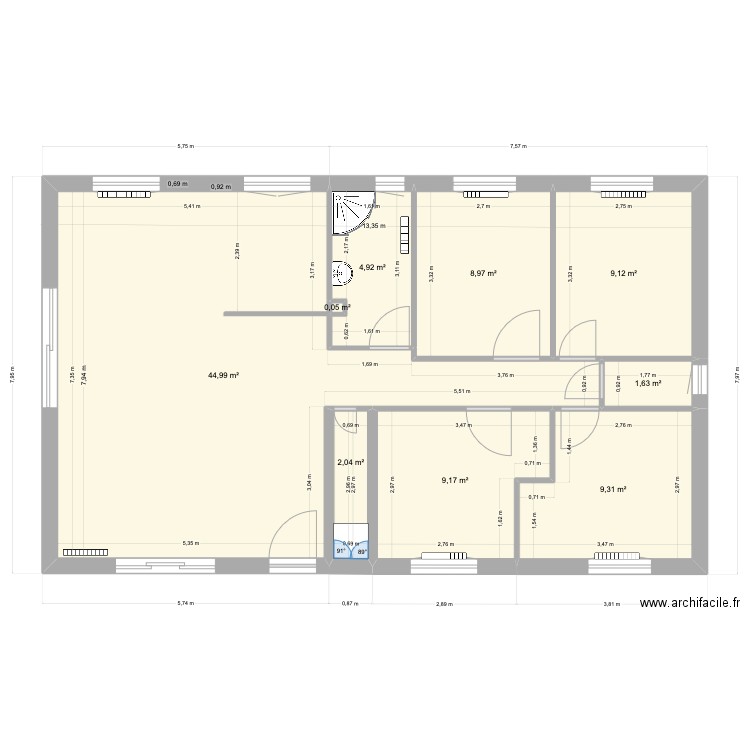 plan projet 1. Plan de 17 pièces et 200 m2