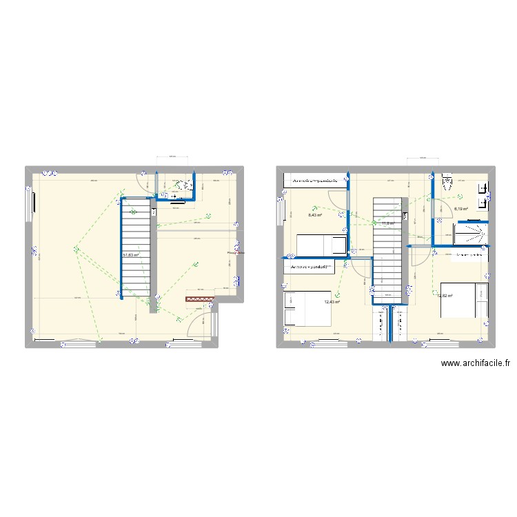 plans cloisons. Plan de 6 pièces et 103 m2