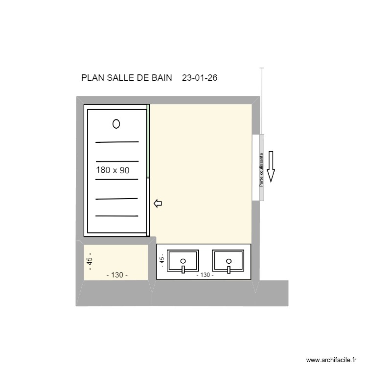 PLAN SALLE DE BAINS 23-01-26. Plan de 0 pièce et 0 m2 PLAN SALLE DE BAINS 23-01-26. Plan de 0 pièce et 0 m2