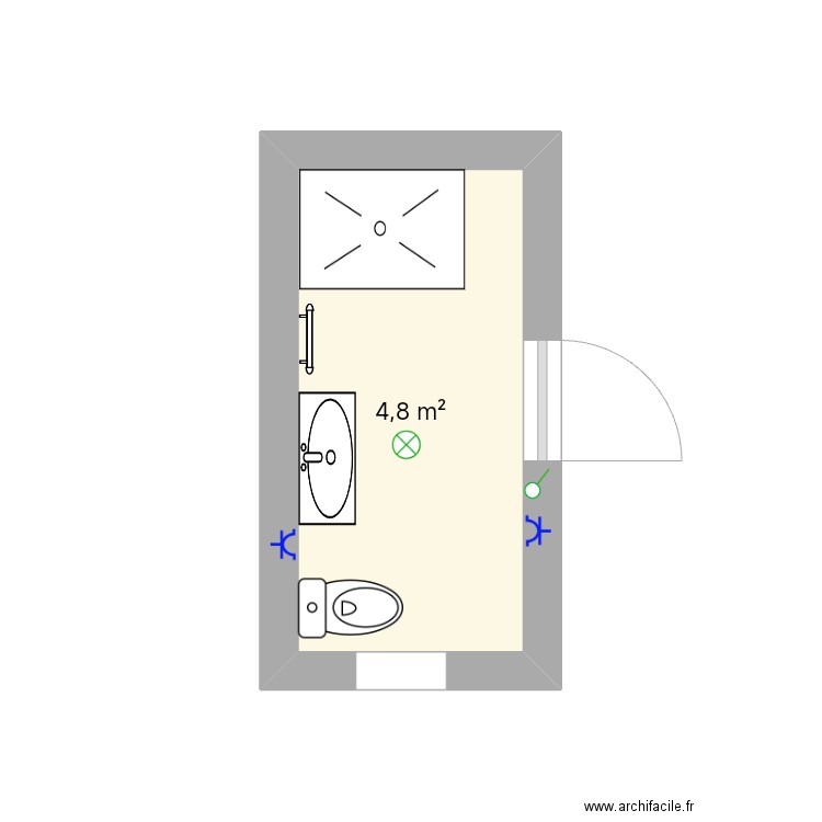 Sdb2. Plan de 1 pièce et 5 m2