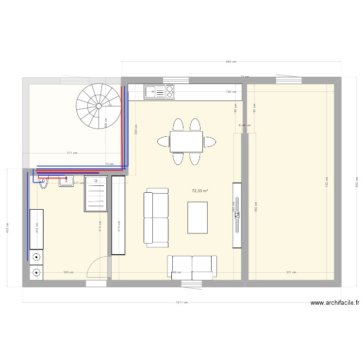 mohan. Plan de 2 pièces et 99 m2