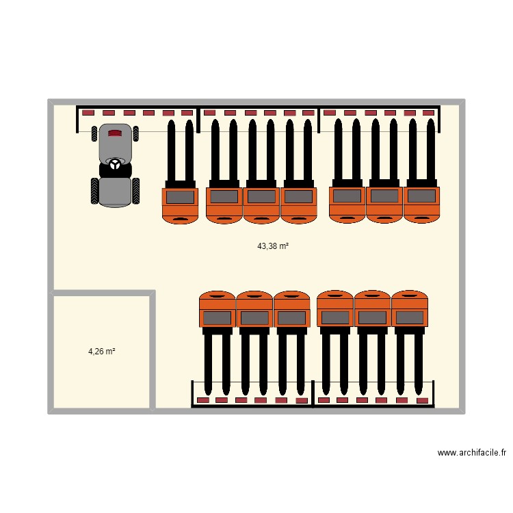 SDC Fromagerie Ermitage - Patte Molle. Plan de 2 pièces et 48 m2