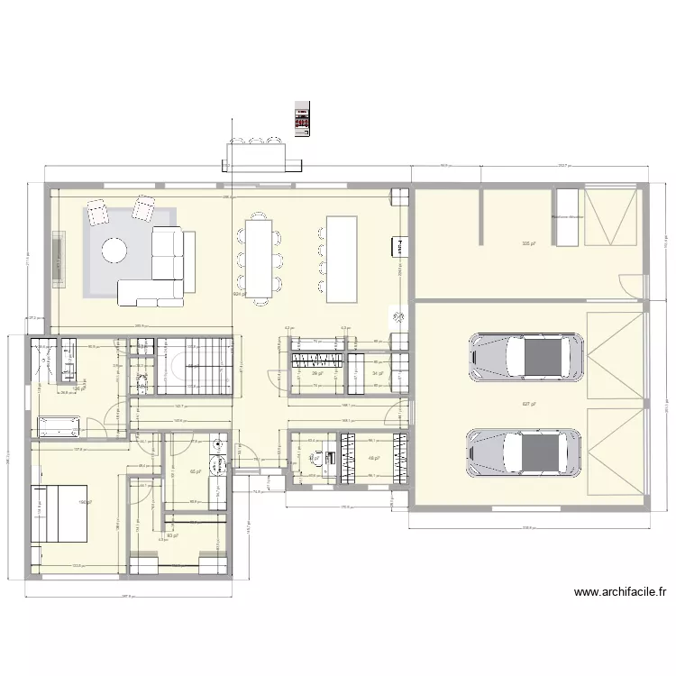 Nouveau plan chambre invers&eacute;e. Plan de 