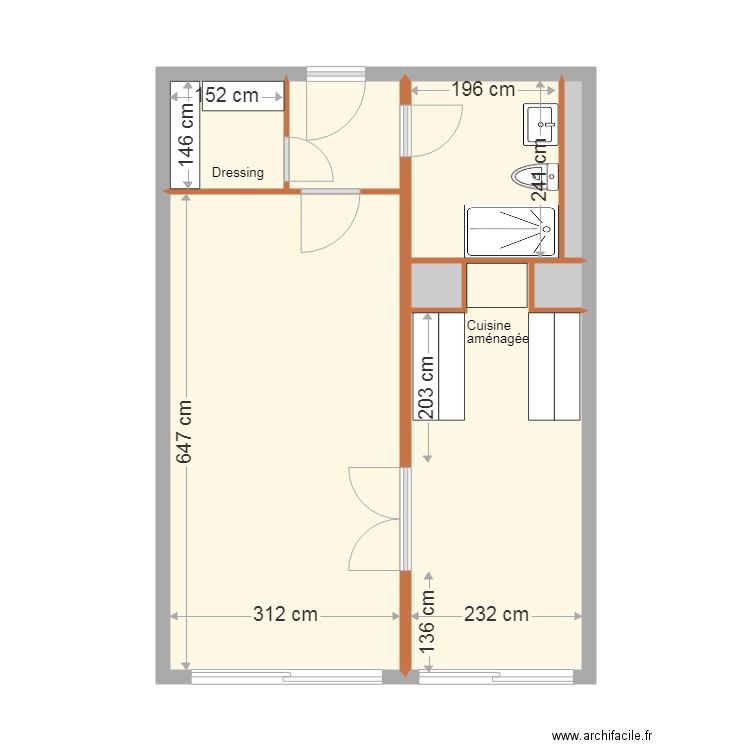 Appart Françoise. Plan de 8 pièces et 43 m2