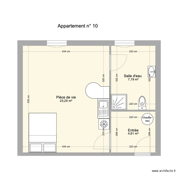 Appartement 10. Plan de 3 pièces et 35 m2