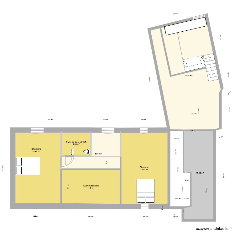 Maison Trezien etage plomberie. Plan de 7 pièces et 112 m2