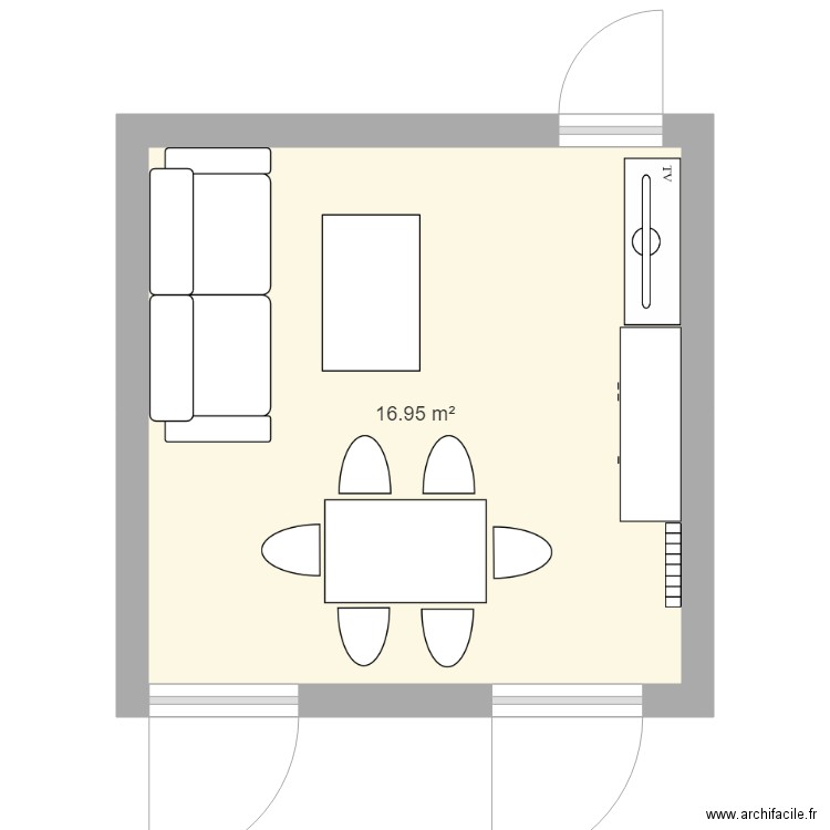 salon flo 17m2. Plan de 0 pièce et 0 m2