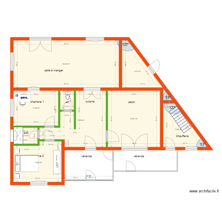 maison de clussais la pommeraie1. Plan de 8 pièces et 118 m2