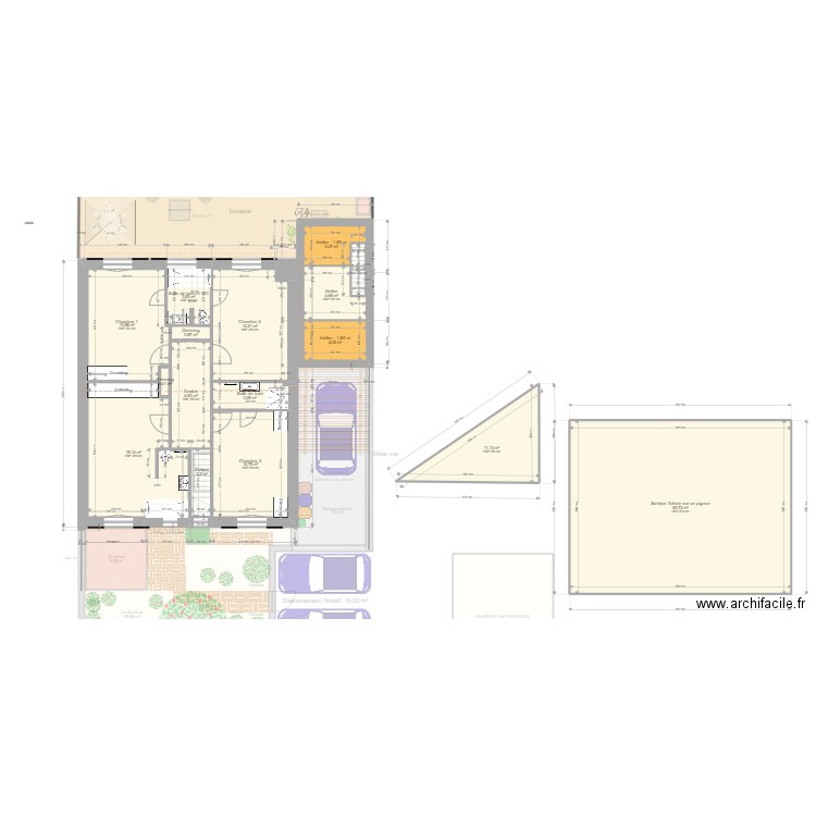 POISSY. Plan de 33 pièces et 473 m2