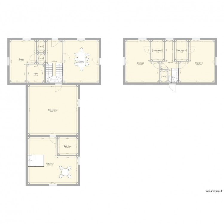 ROCHER BOUCHILLOU. Plan de 15 pièces et 175 m2