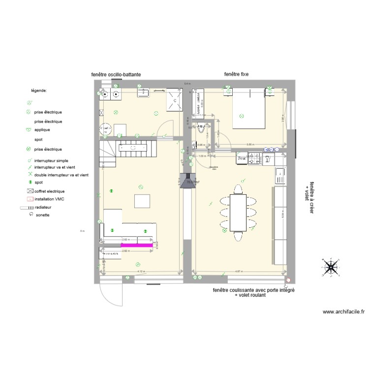 projet Chessenaz rez modif fini cuisine droite. Plan de 0 pièce et 0 m2
