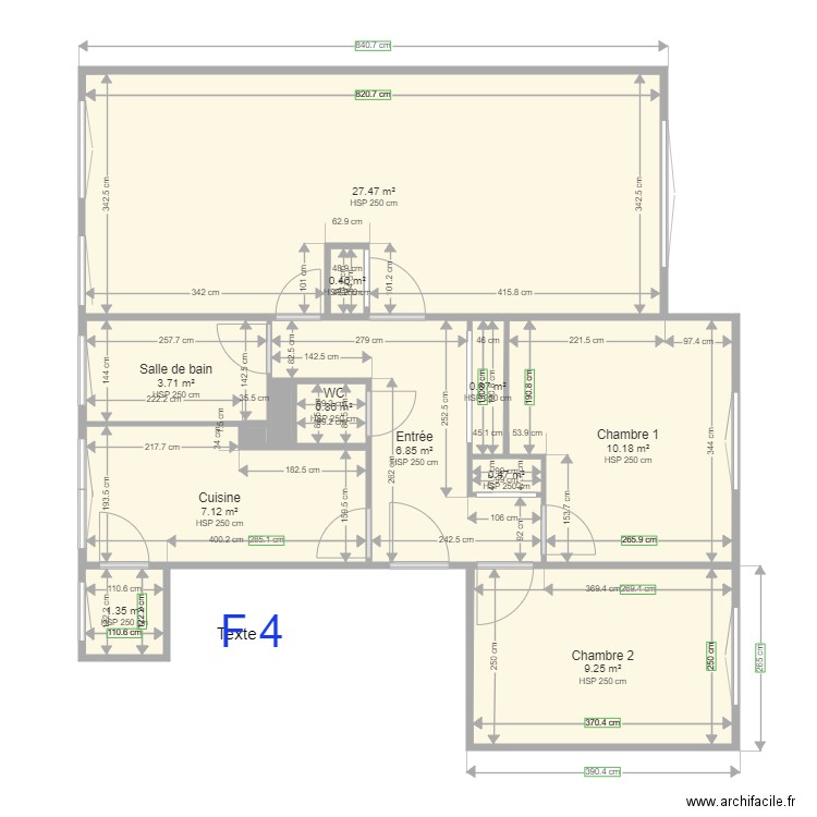 TERRADEX F4. Plan de 13 pièces et 69 m2