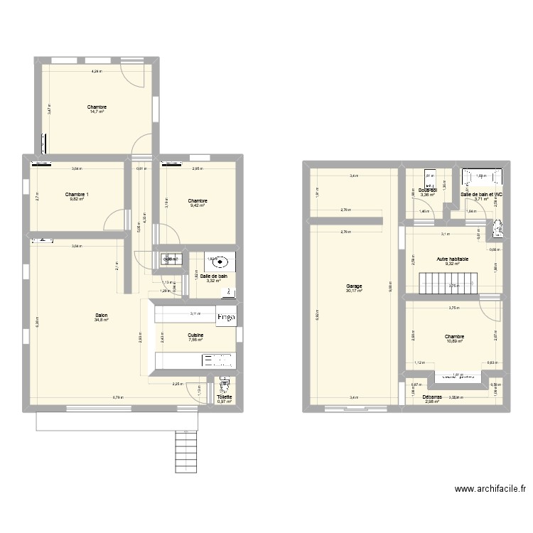 MAISON ORRY. Plan de 14 pièces et 142 m2
