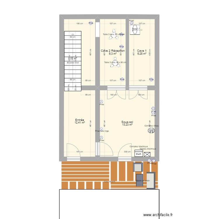 Plan prises électriques. Plan de 18 pièces et 220 m2