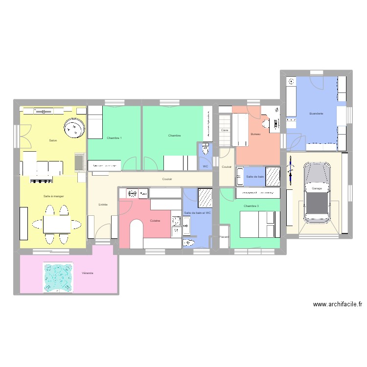 Maison actuelle. Plan de 23 pièces et 301 m2