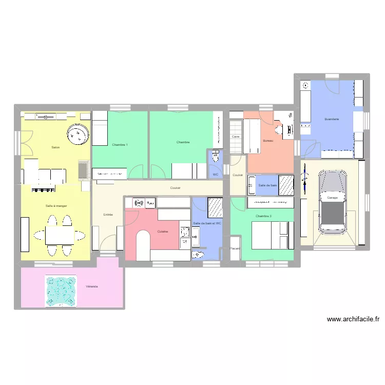 Maison actuelle. Plan de Maison actuelle. Plan de