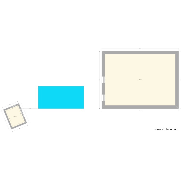 Implantation pool  house 500e. Plan de 2 pièces et 232 m2