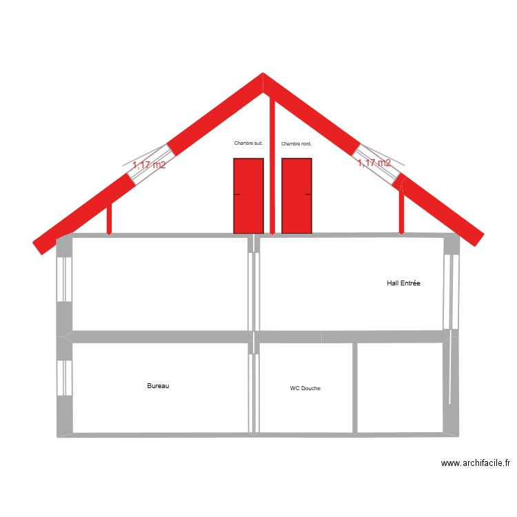 Façade EST vue en coupe 16.09.2025. Plan de 5 pièces et 47 m2