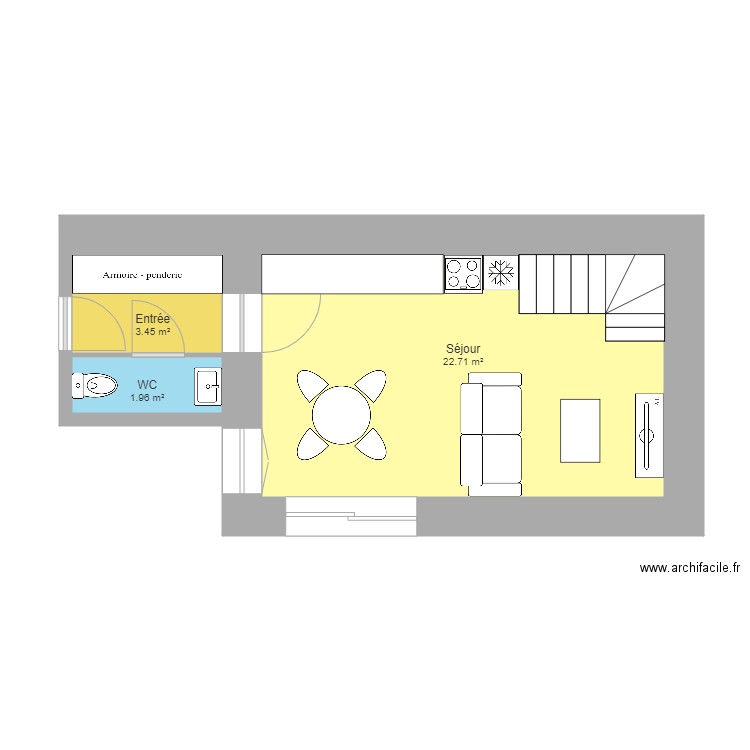 Maison maman. Plan de 5 pièces et 59 m2