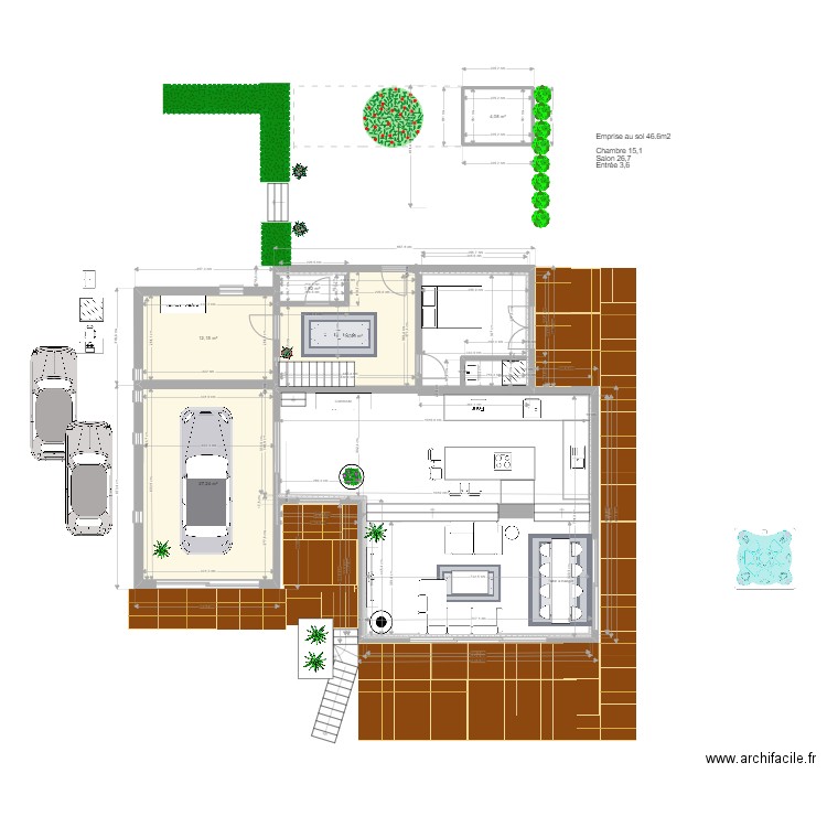 idee garage enfilade. Plan de 5 pièces et 60 m2