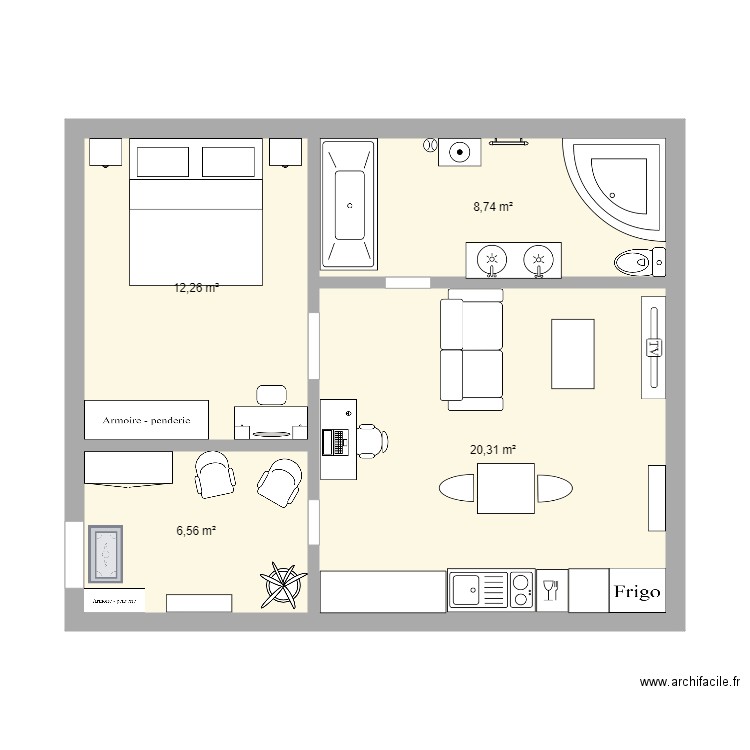 APPART COLOC jo. Plan de 4 pièces et 48 m2