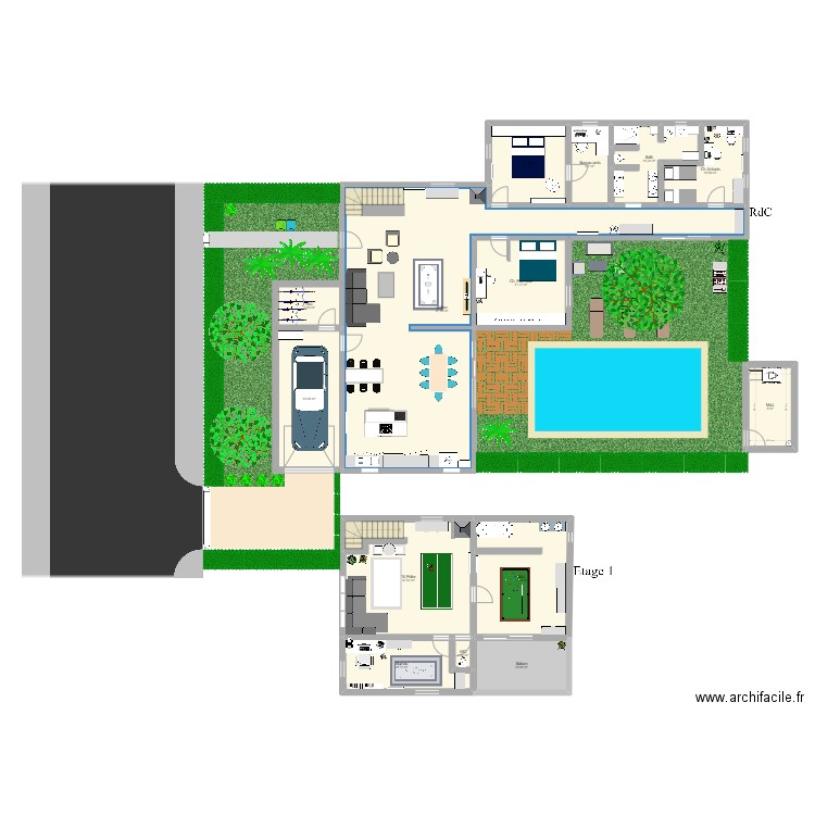 Maison PP. Plan de 14 pièces et 270 m2