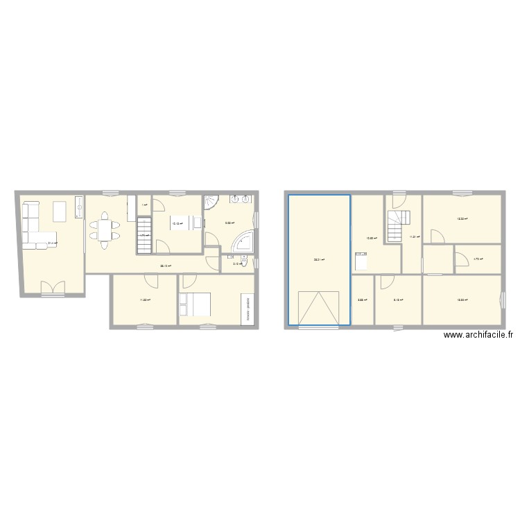 maison longue. Plan de 0 pièce et 0 m2