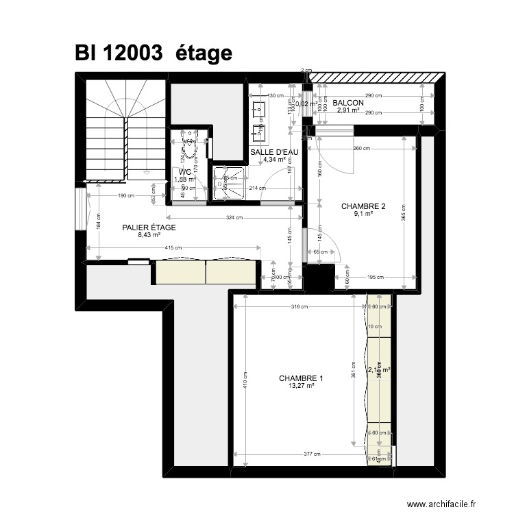 BI 12003. Plan de 28 pièces et 180 m2