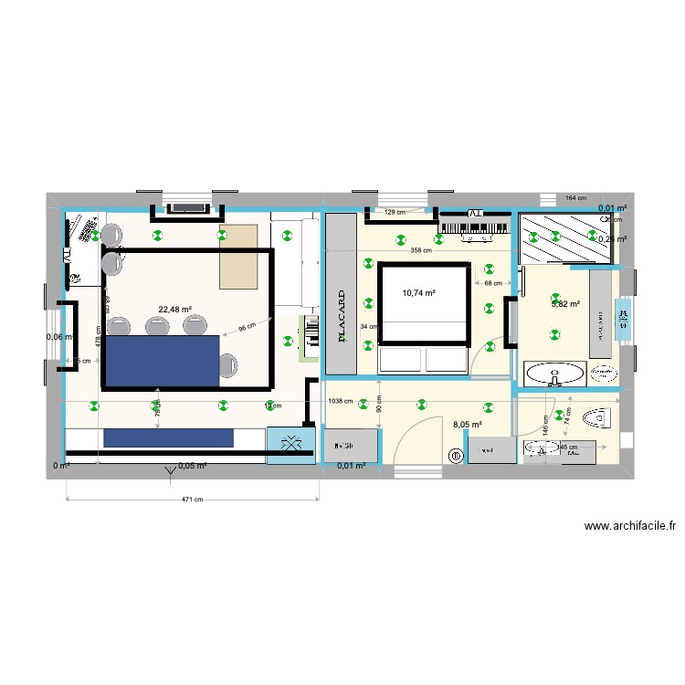 V12 GIORDANA 13 PORTALET . Plan de 10 pièces et 47 m2