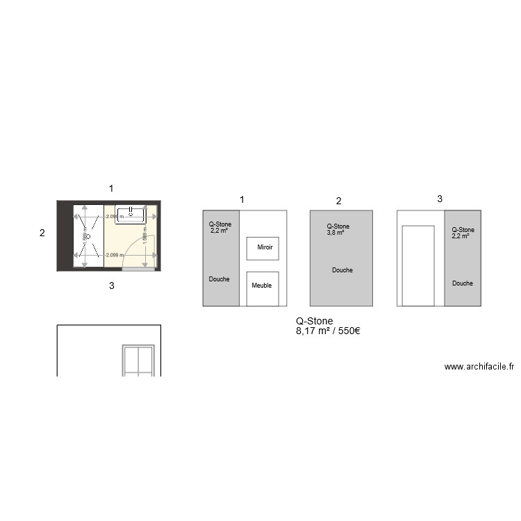 Salle de bain Appart B 1 2. Plan de 0 pièce et 0 m2