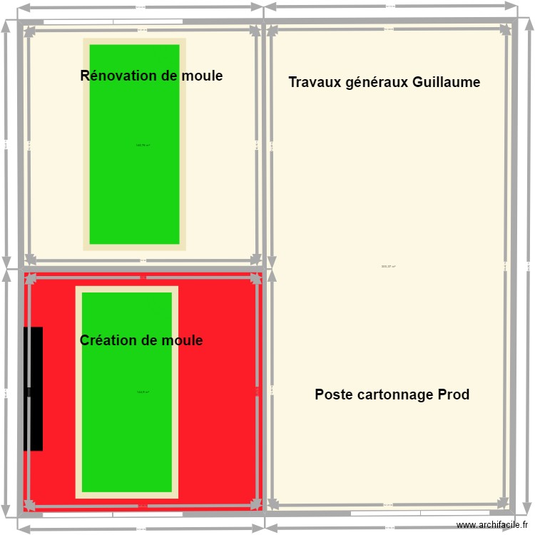 atelier moule. Plan de 3 pièces et 591 m2