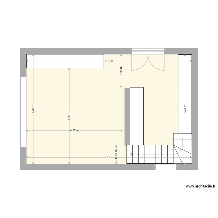 grange guip. Plan de 1 pièce et 34 m2