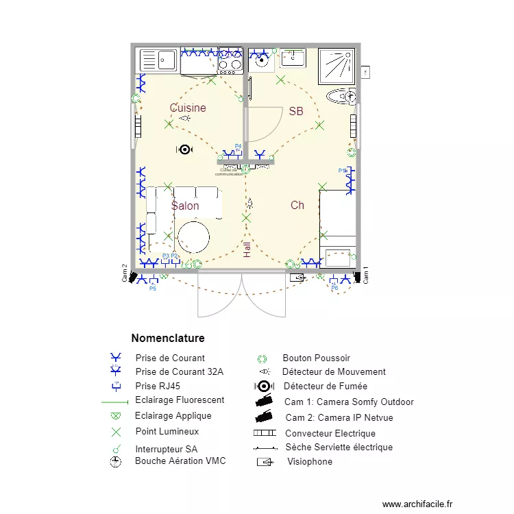 Cellule 3D Plan Am&eacute;nagement Architectural avec nomenclature 09MARS. Plan de 