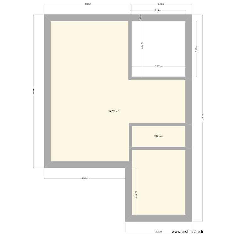 OTRO. Plan de 2 pièces et 58 m2