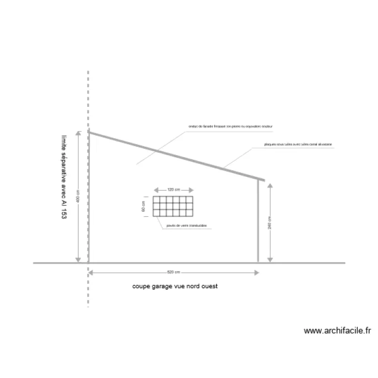 coupe nord ouest garage. Plan de 