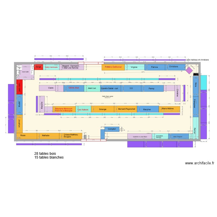 halle St Astier placement des EXPOSANTSvers3. Plan de 2 pièces et 208 m2