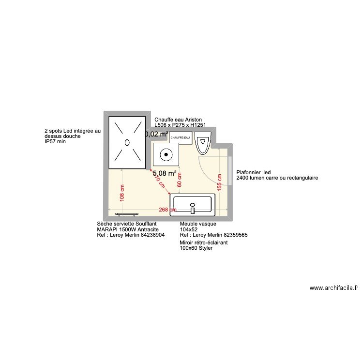 SDB Blomet. Plan de 0 pièce et 0 m2