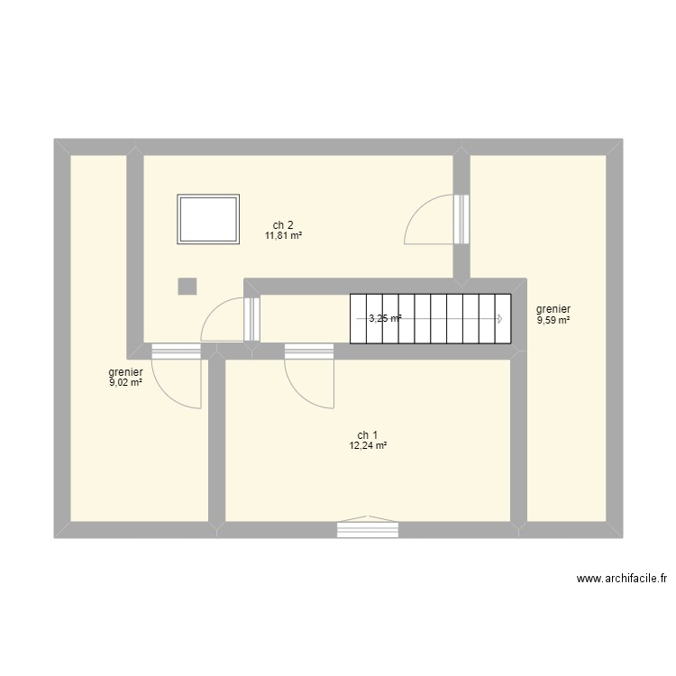 étage xertigny boursas. Plan de 5 pièces et 46 m2