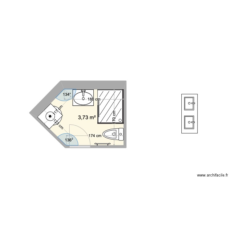 KKM RDC TRV1. Plan de 1 pièce et 4 m2