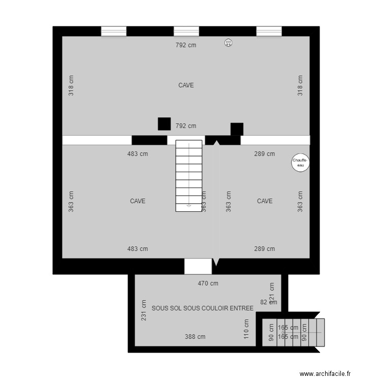 BI 10855 SOUS SOL. Plan de 5 pièces et 65 m2