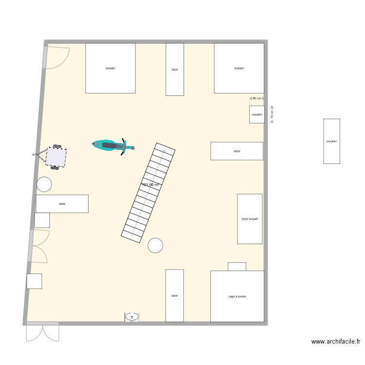 salle kiné. Plan de 1 pièce et 102 m2