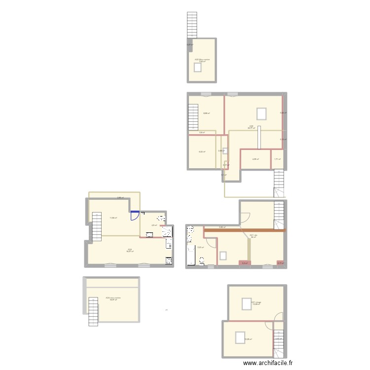 LERAN A24. Plan de 26 pièces et 168 m2