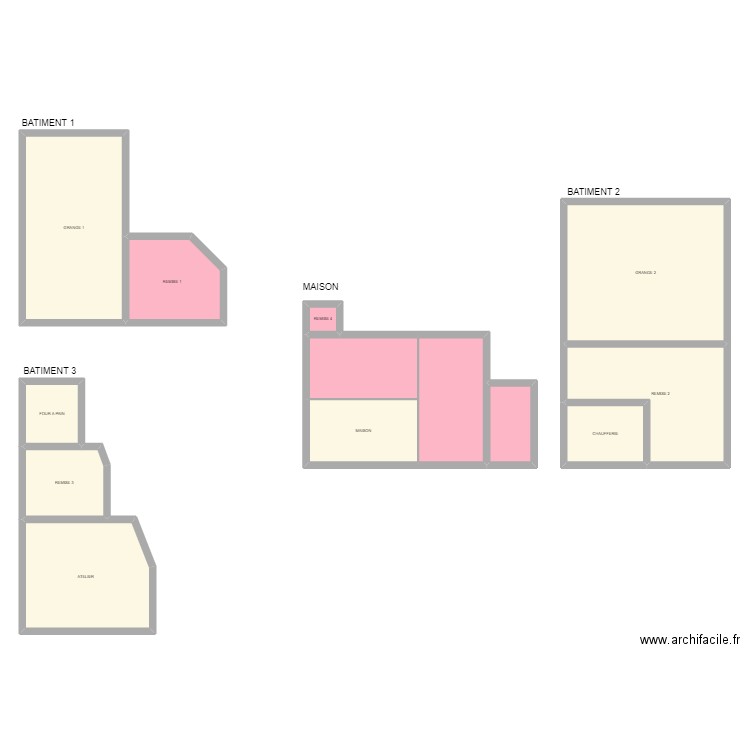 SAUNIER AMIANTE. Plan de 13 pièces et 225 m2