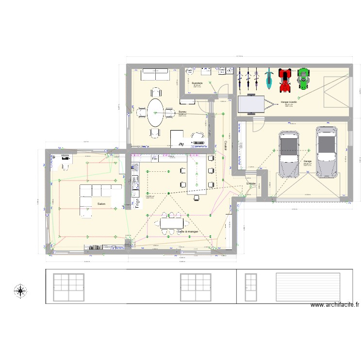 Projet TBCC José. Plan de 6 pièces et 245 m2