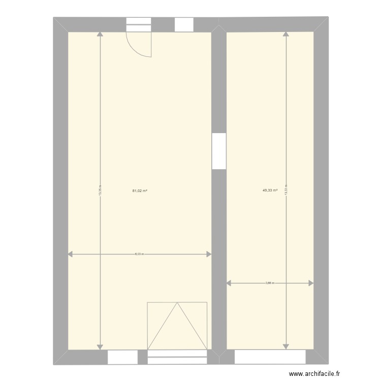 Paul HENRY. Plan de 2 pièces et 130 m2