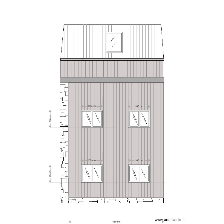 Façade sud côte maçon. Plan de 0 pièce et 0 m2