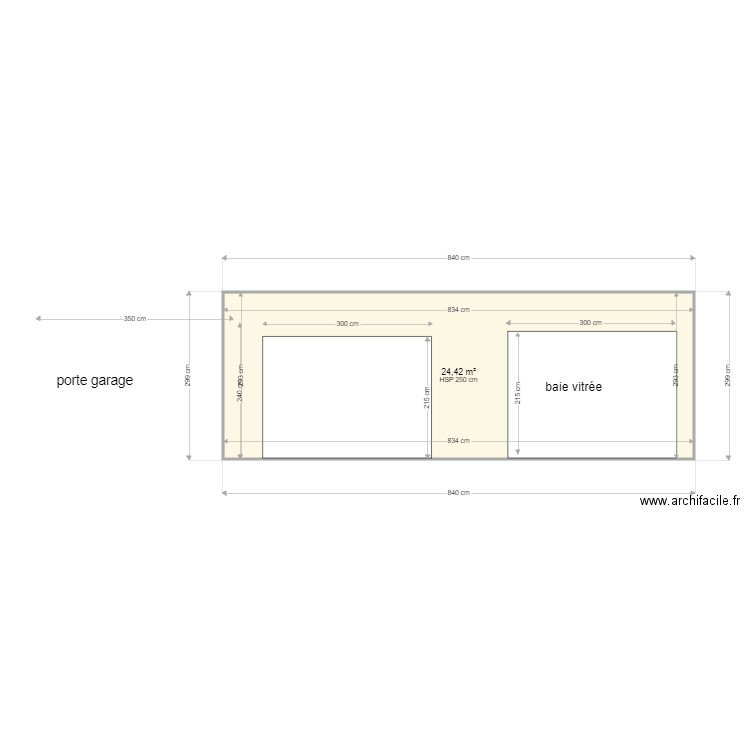 garage  sud. Plan de 1 pièce et 24 m2