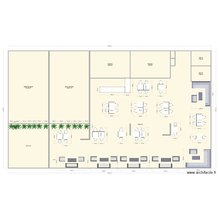 Plan aménagement restau . Plan de 9 pièces et 358 m2