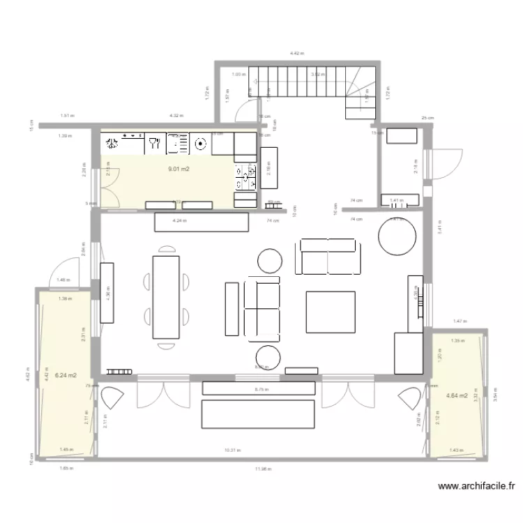 Plan chalet 2 variante entr&eacute;e. Plan de 